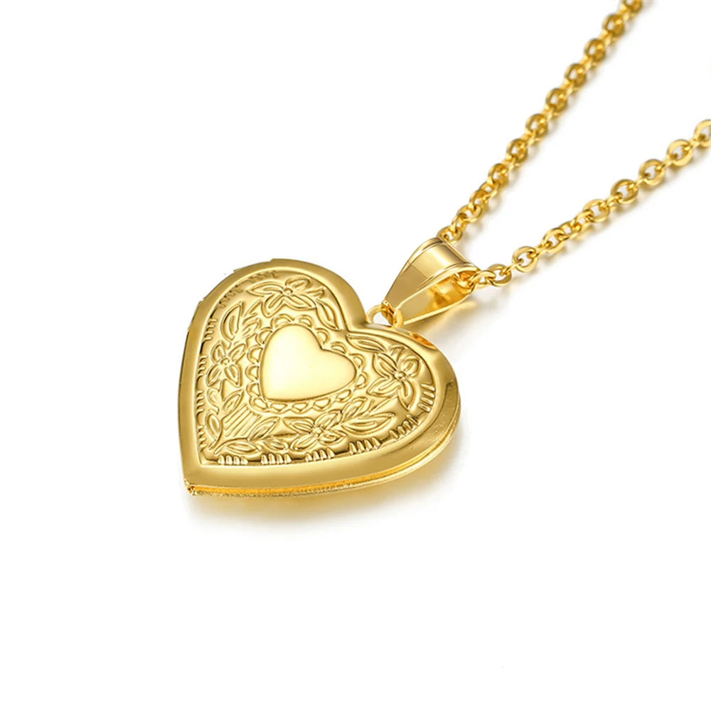 Heart Locket Pendant Necklace — Gold & Silver