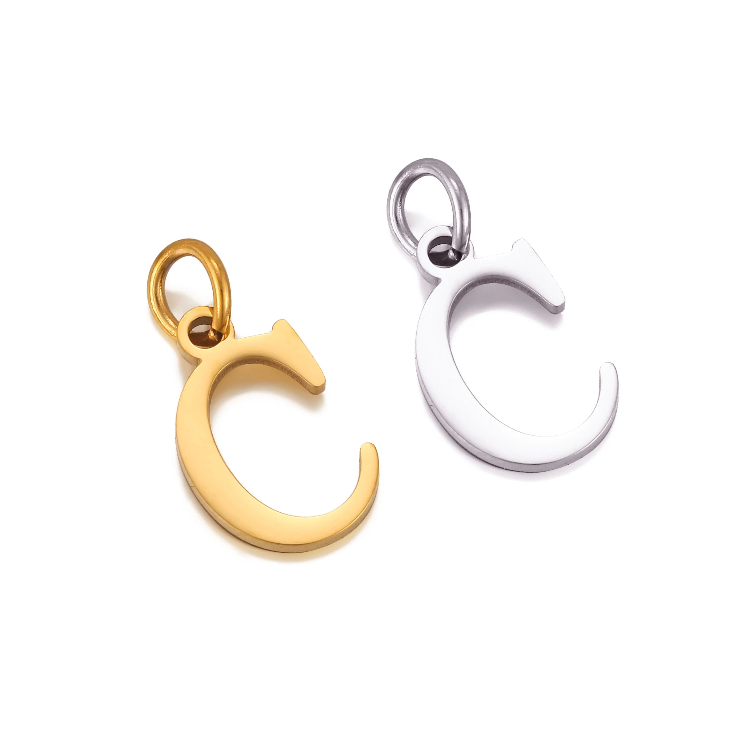 5pcs Stainless Steel Initial Letter Charms A-Z — Gold & Silver