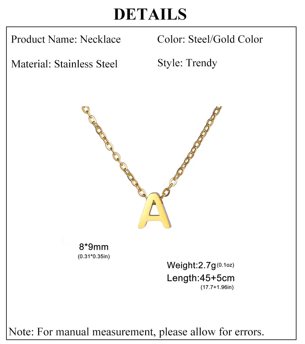 Initial Letter Pendant Necklace A-Z — Gold & Silver