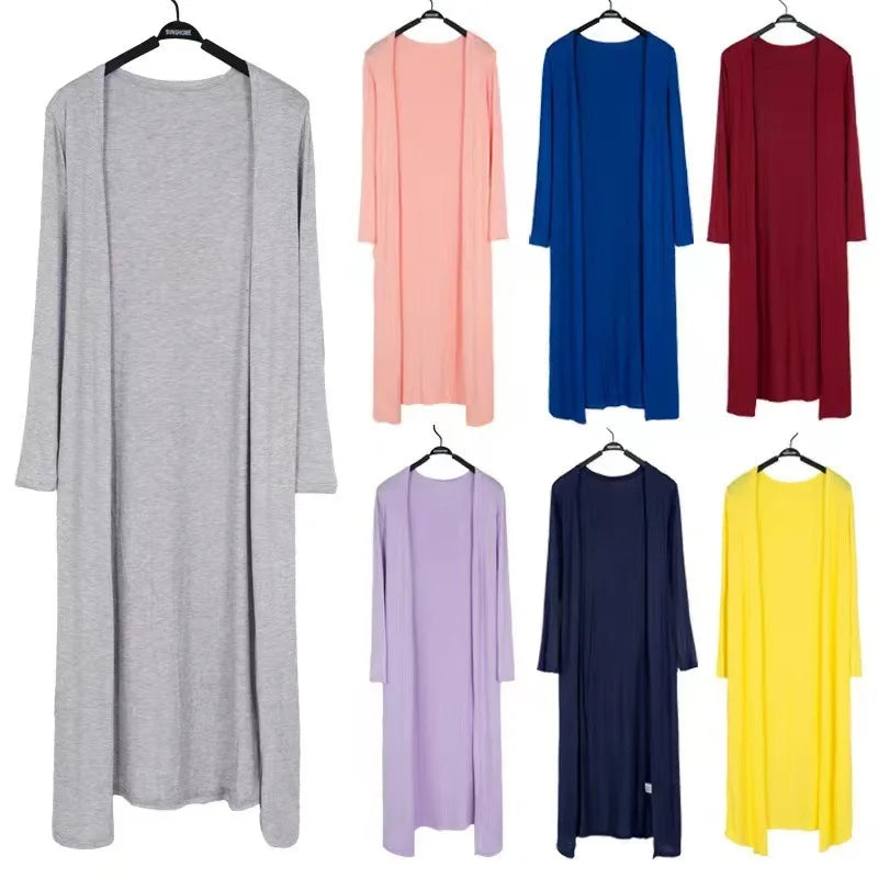 Women's Modal Long Cardigan – Lightweight Casual Coat, 12 Colours
