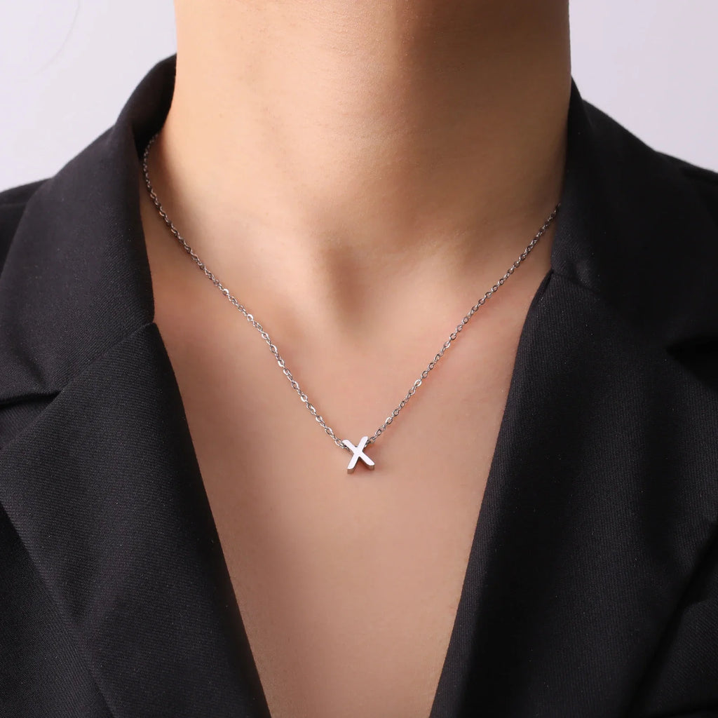 Initial Letter Pendant Necklace A-Z — Gold & Silver