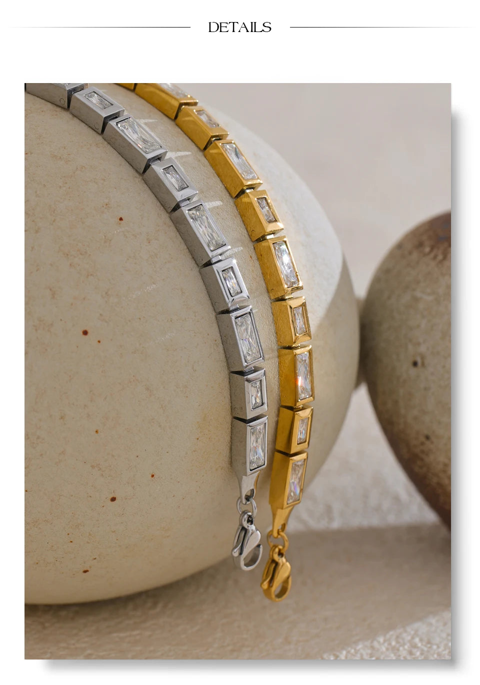 Premium Cubic Zirconia Chain Bracelet — Waterproof Stainless Steel