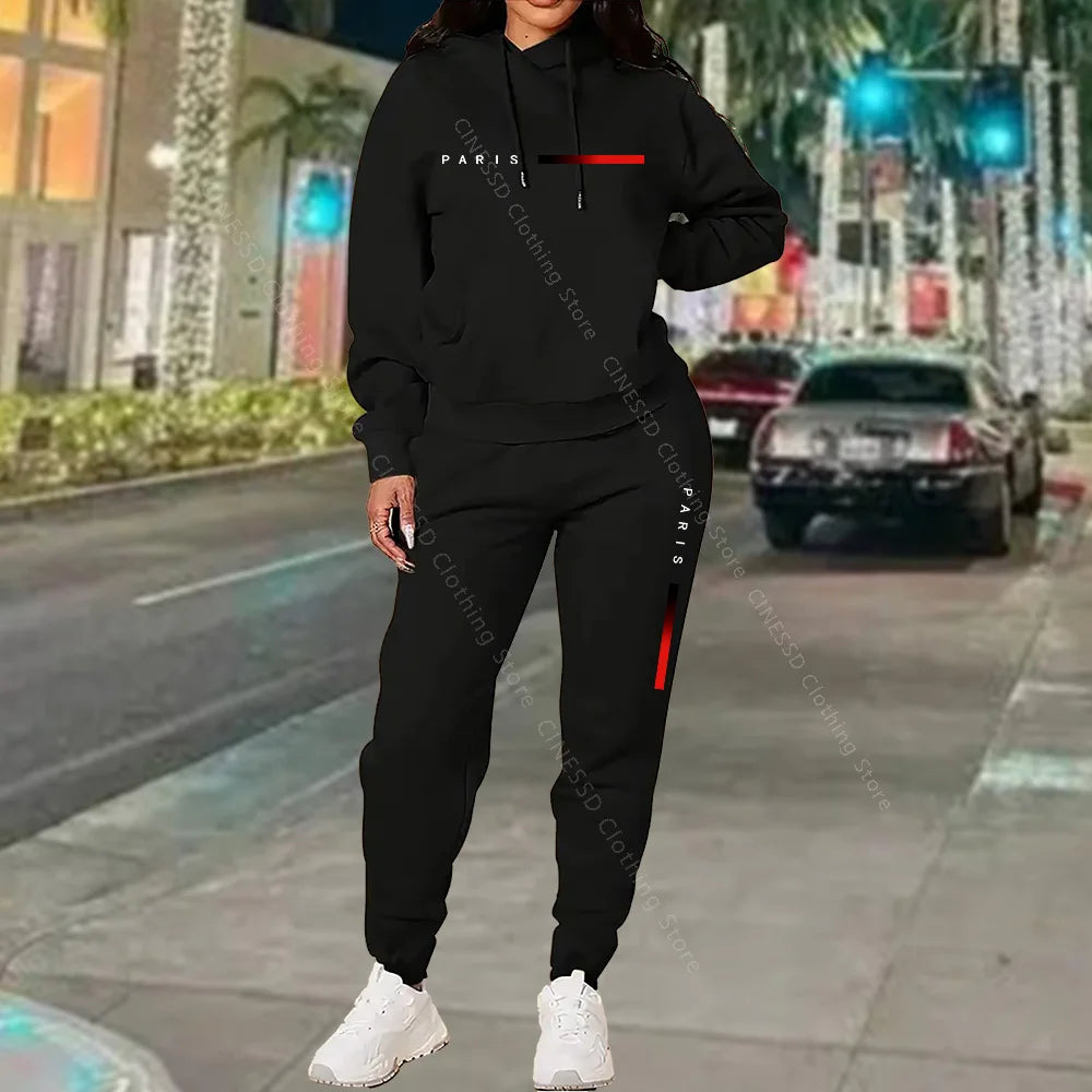 Women's Paris Print Hoodie & Jogger Set