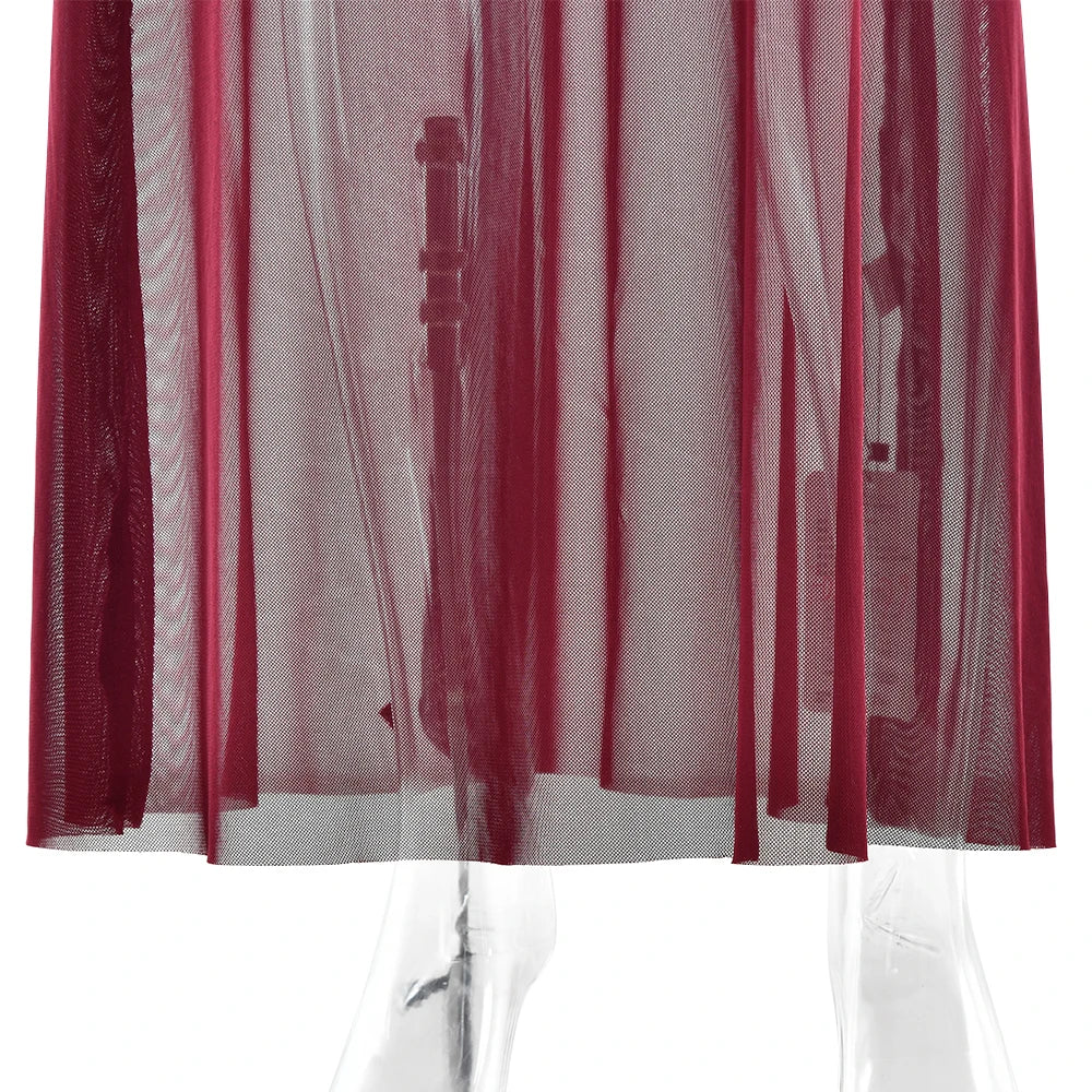 Women's Mesh Patchwork Bodycon Evening Dress