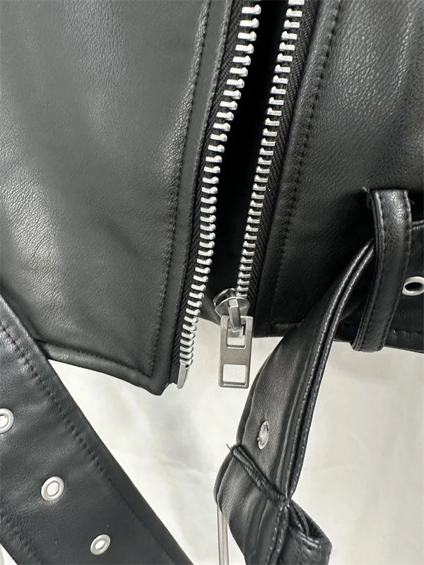 Women's Washed Leather Jacket – Vintage Belted Coat