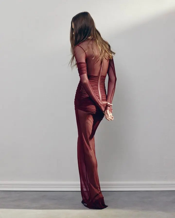 Women's Mesh Patchwork Bodycon Evening Dress