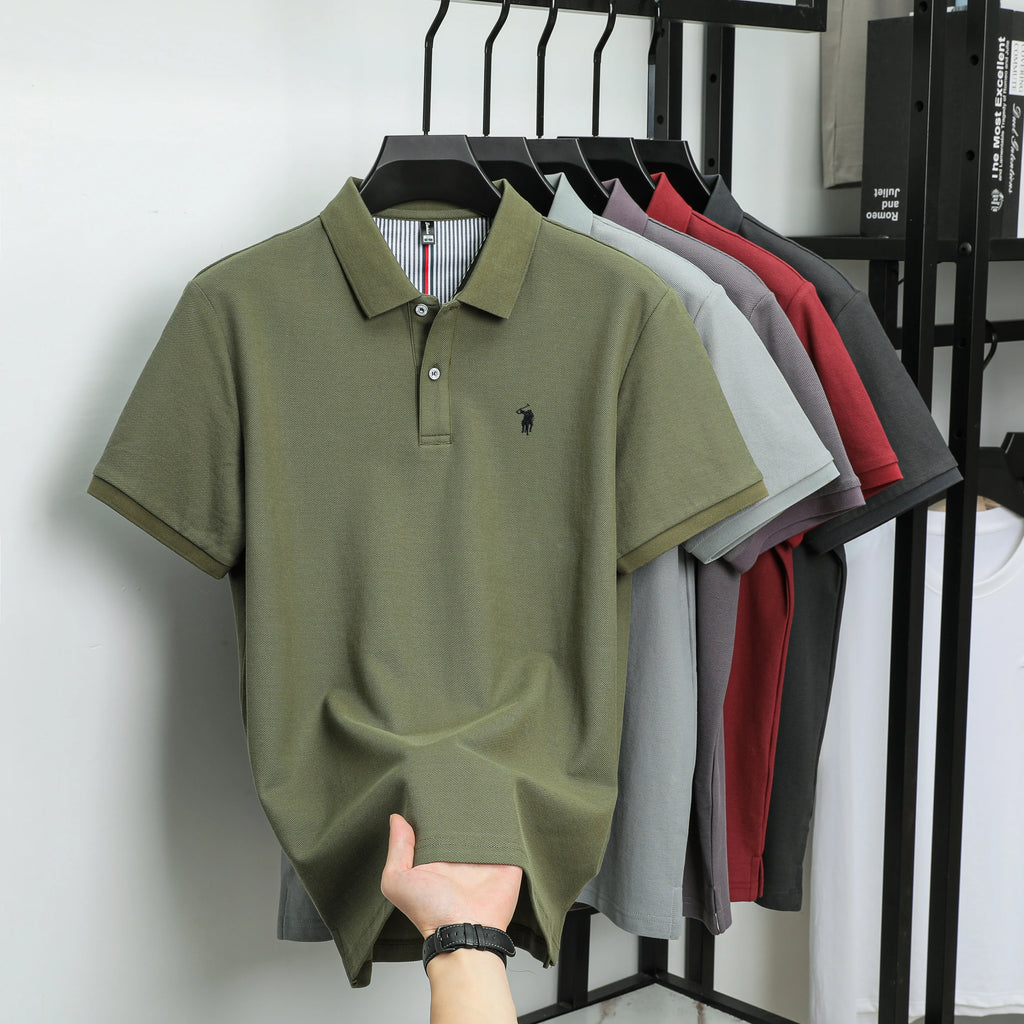 100% pure cotton fashionable men's shortsleeved polo shirt summer new business casual top exquisite brand pony embroidery Tshirt