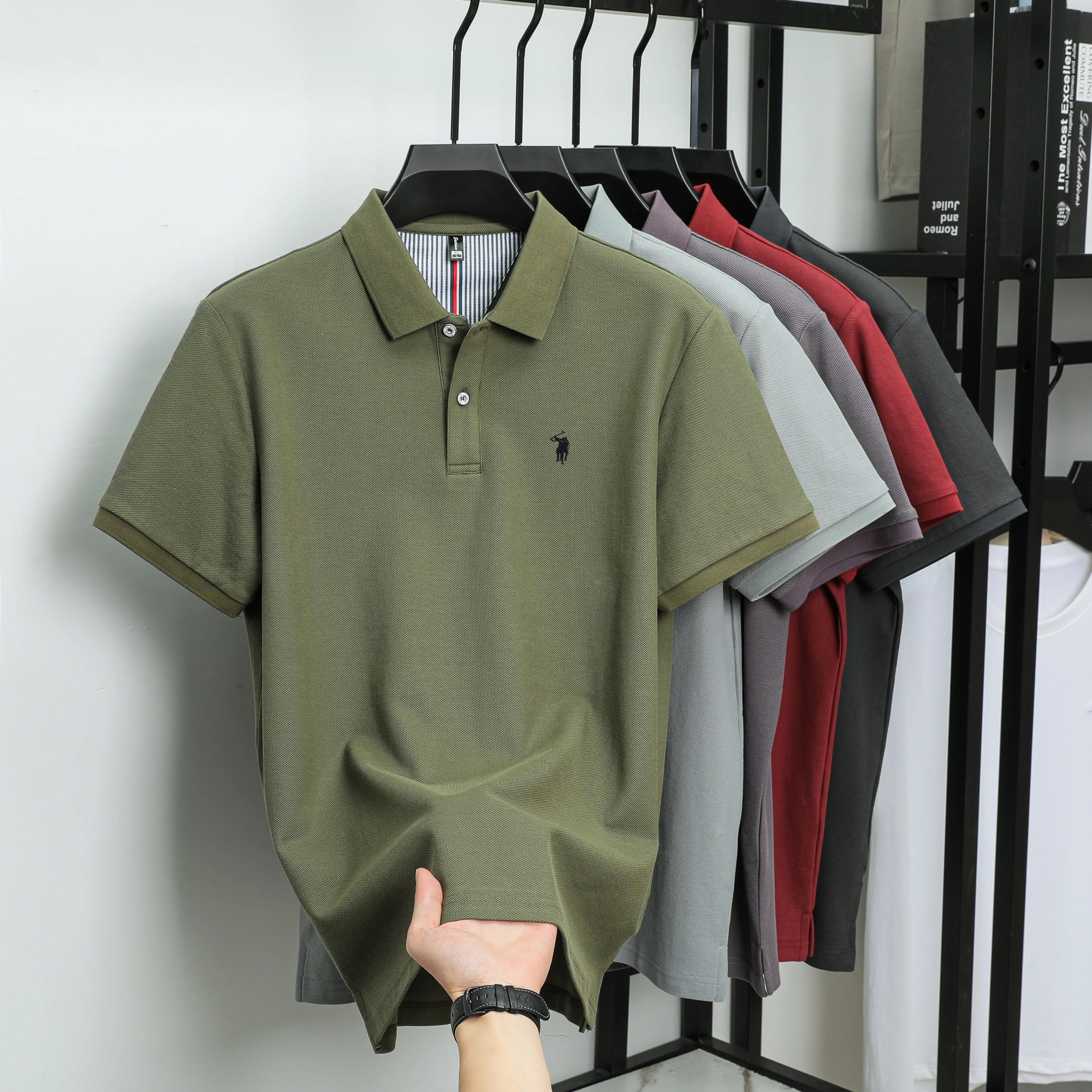 100% pure cotton fashionable men's shortsleeved polo shirt summer new business casual top exquisite brand pony embroidery Tshirt