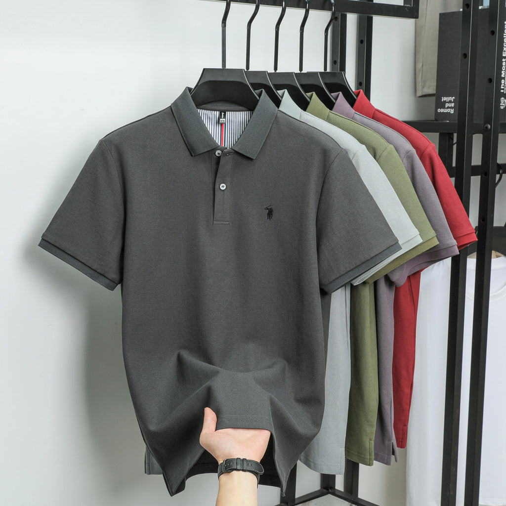 100% pure cotton fashionable men's shortsleeved polo shirt summer new business casual top exquisite brand pony embroidery Tshirt