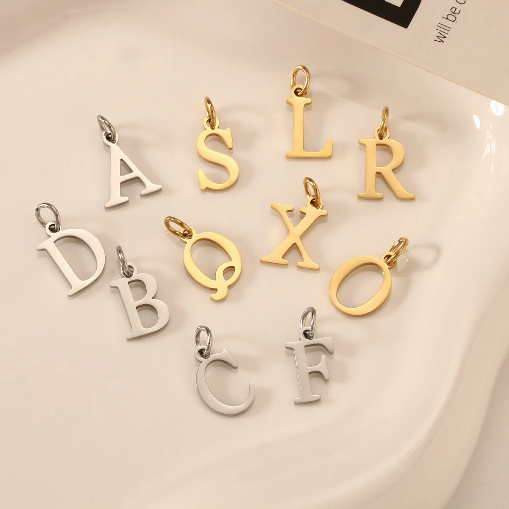 5pcs Stainless Steel Initial Letter Charms A-Z — Gold & Silver