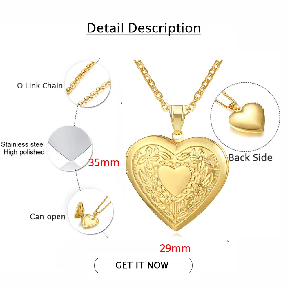 Heart Locket Pendant Necklace — Gold & Silver