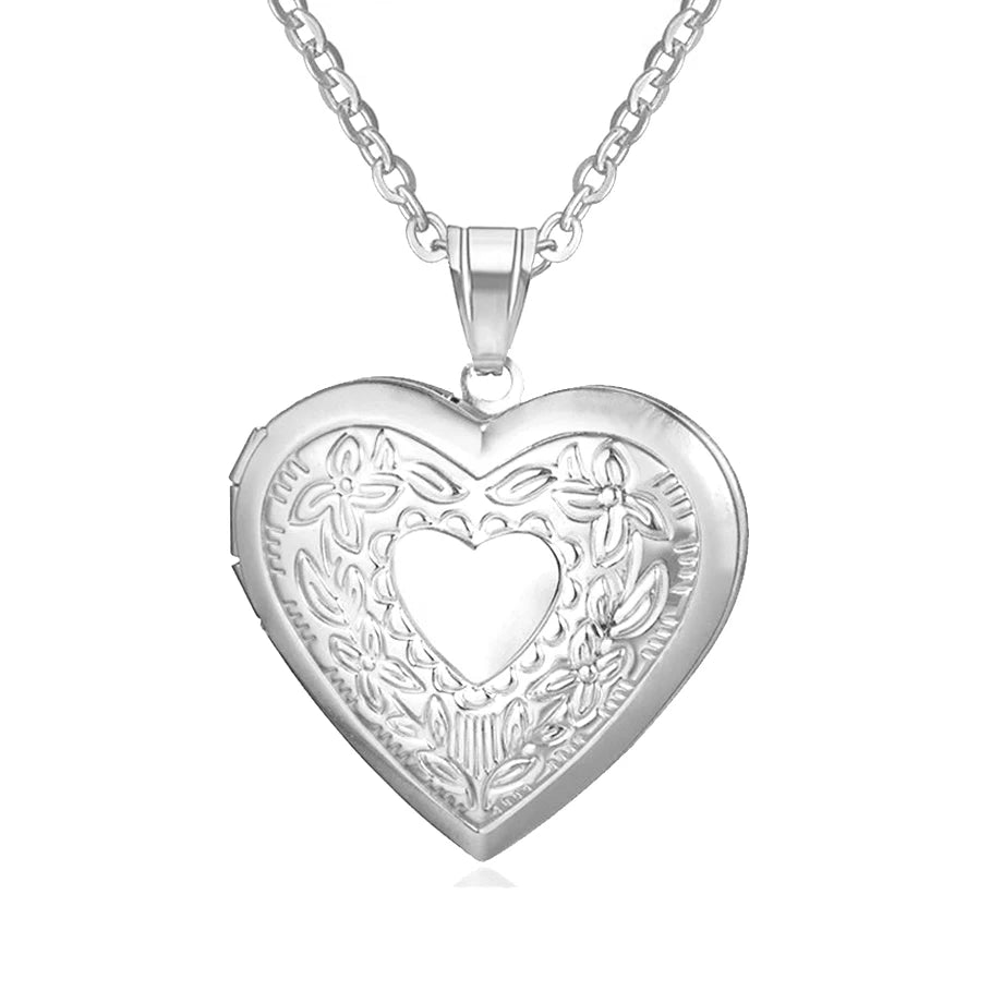 Heart Locket Pendant Necklace — Gold & Silver