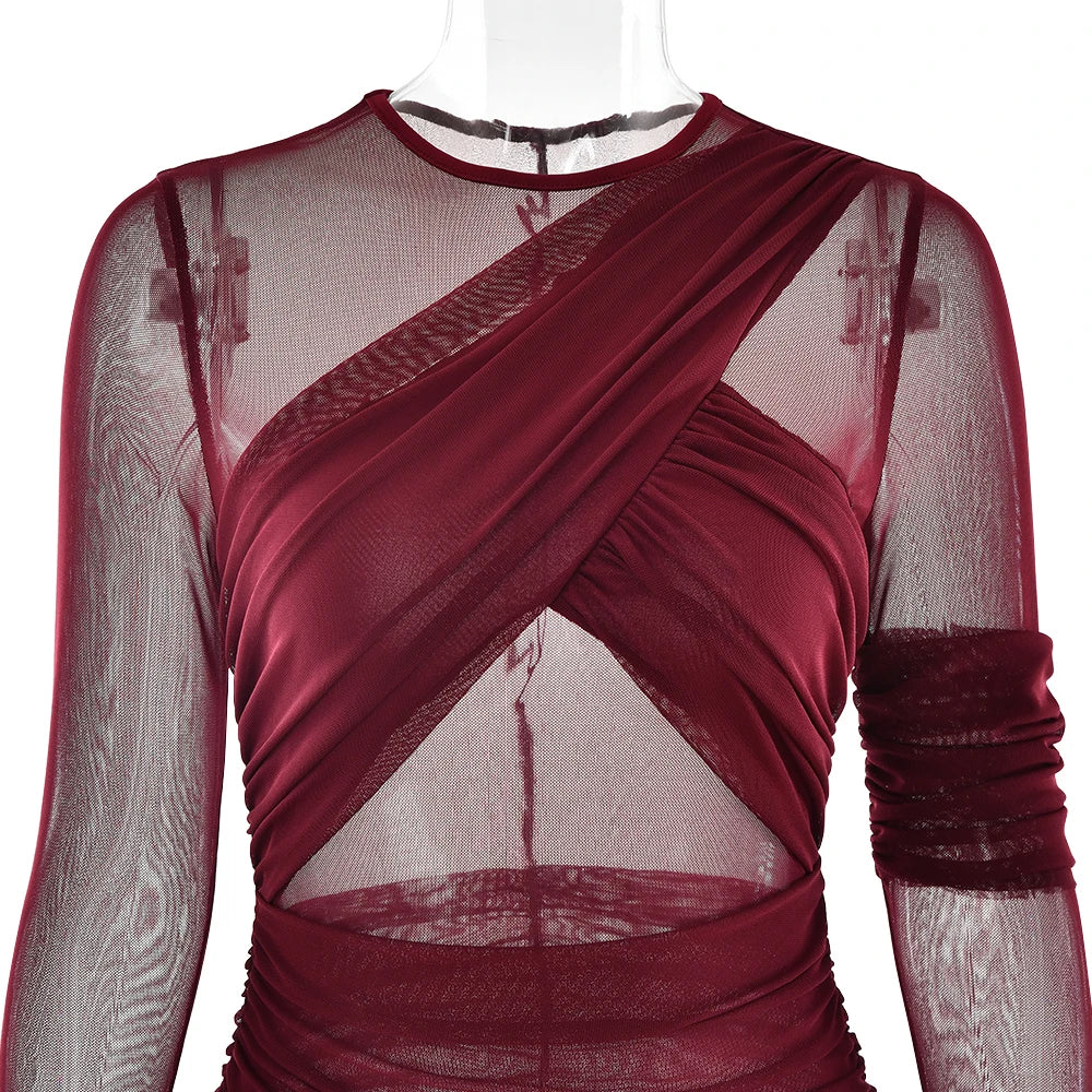 Women's Mesh Patchwork Bodycon Evening Dress