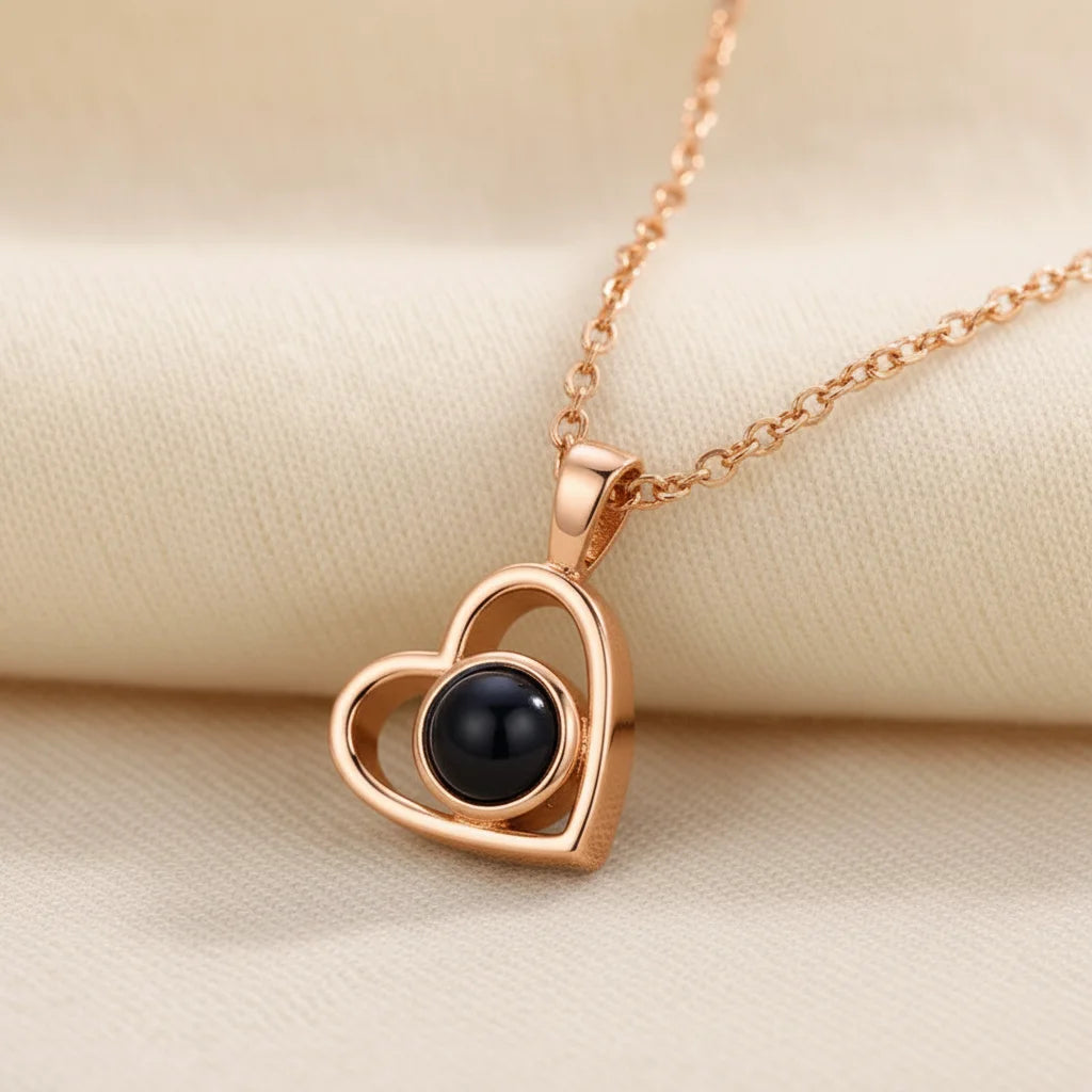 Personalised Photo Projection Necklace — Heart Pendant