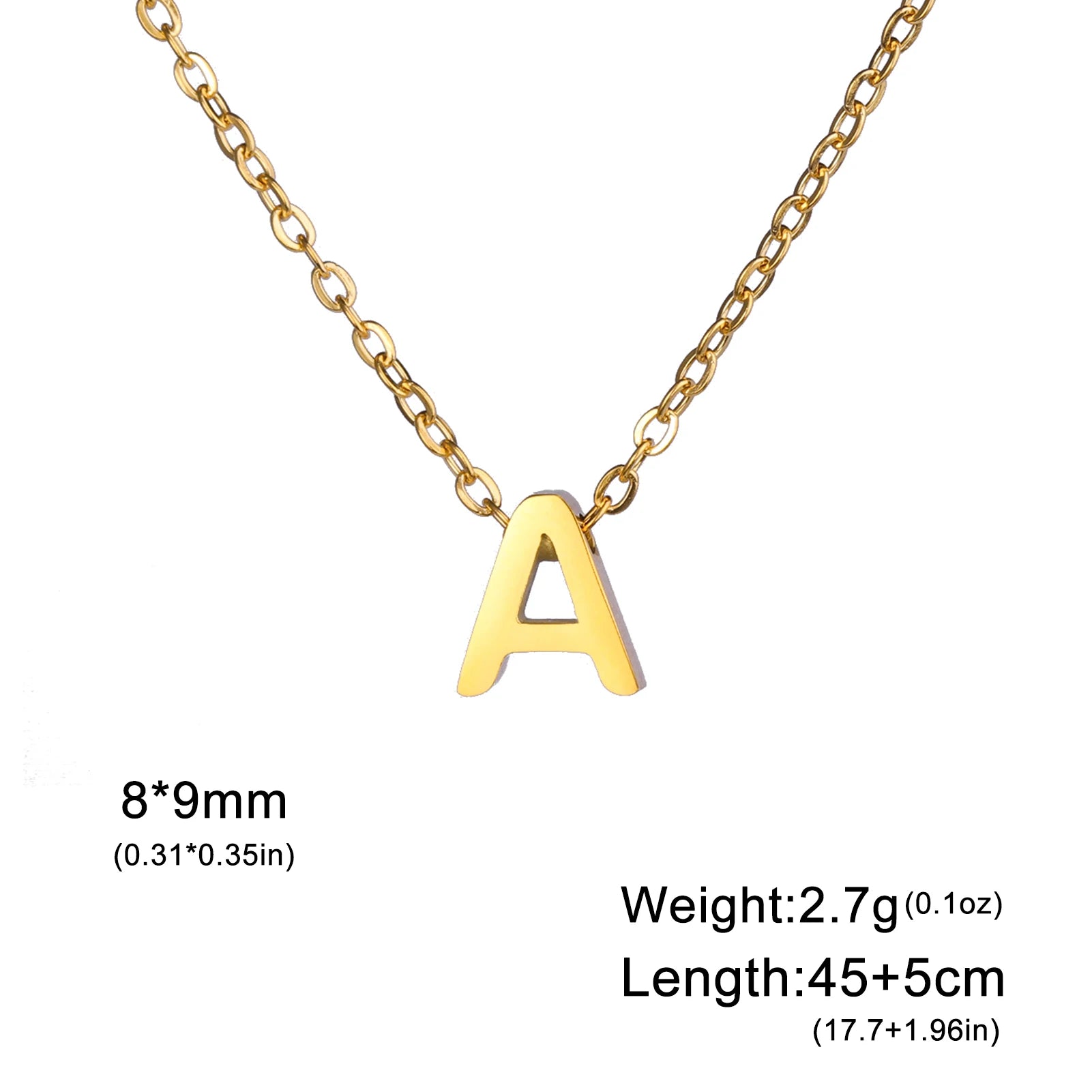Initial Letter Pendant Necklace A-Z — Gold & Silver