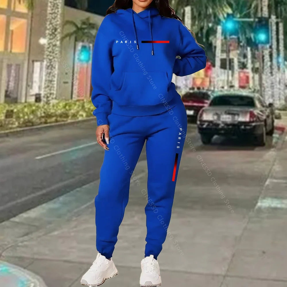 Women's Paris Print Hoodie & Jogger Set
