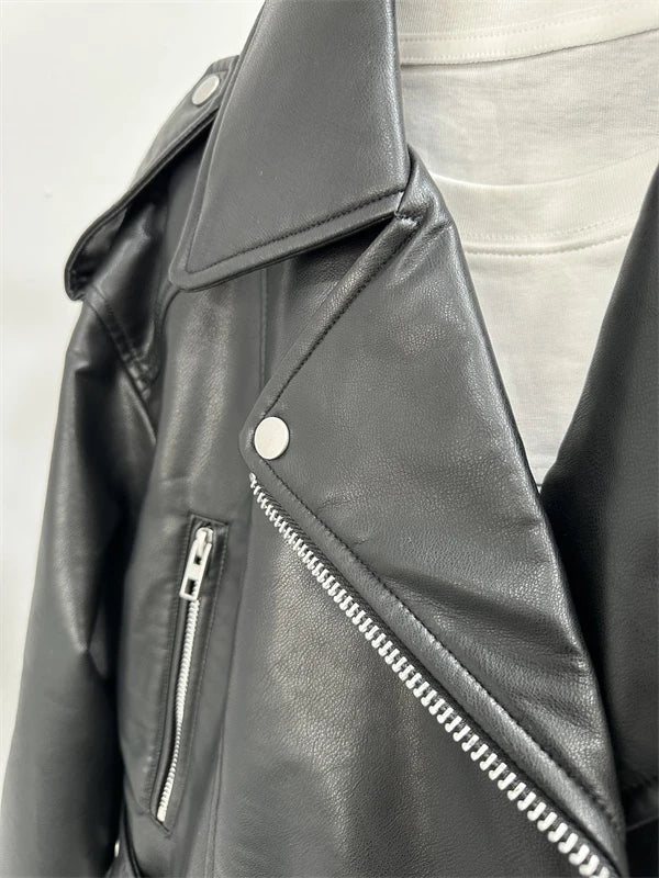 Women's Washed Leather Jacket – Vintage Belted Coat