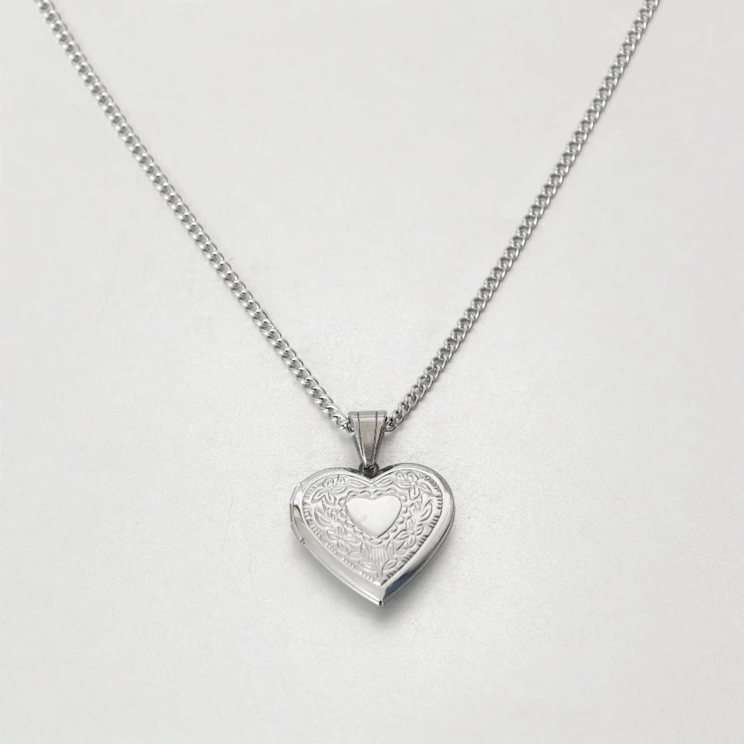 Heart Locket Pendant Necklace — Gold & Silver