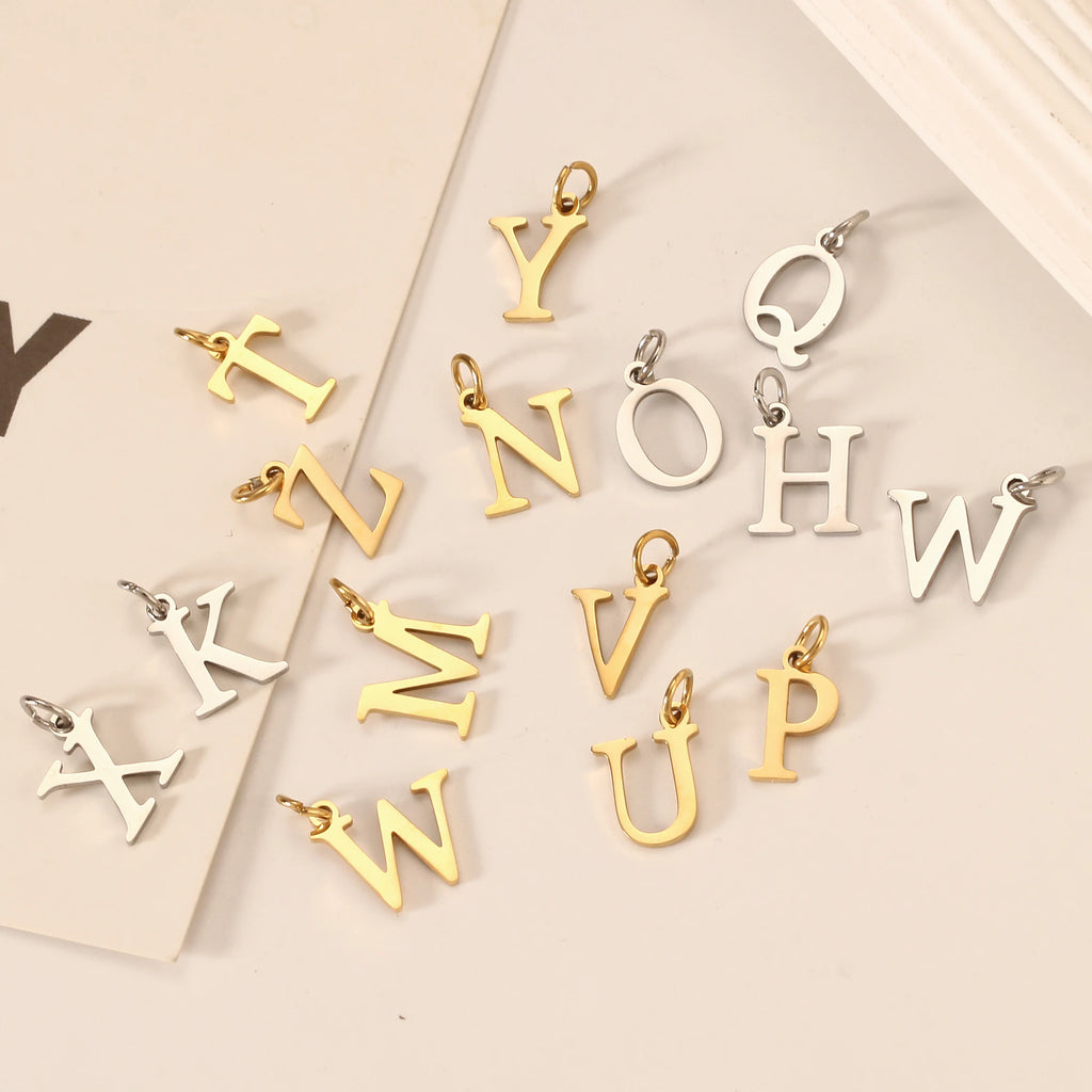 5pcs Stainless Steel Initial Letter Charms A-Z — Gold & Silver