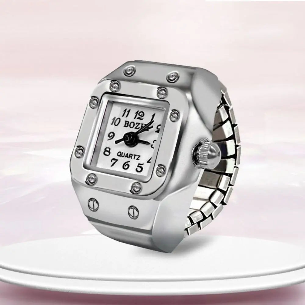 Vintage Finger Watch Ring — Heart Clock Punk Couple Ring