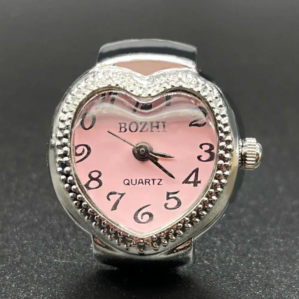 Vintage Finger Watch Ring — Heart Clock Punk Couple Ring