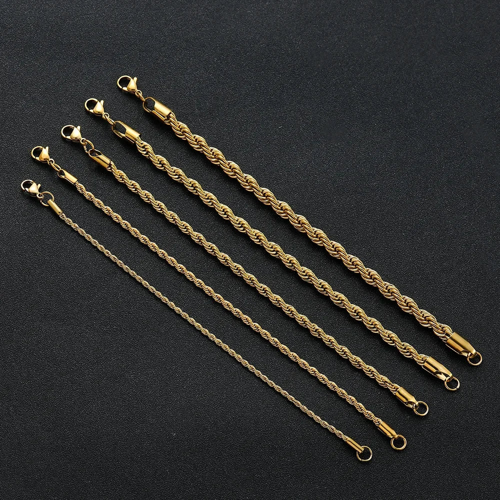 Twisted Rope Chain Bracelet — Gold & Silver