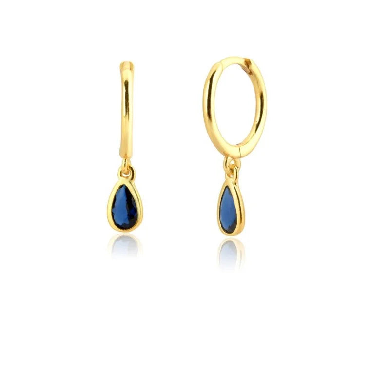 Multicolor Zircon Water Drop Hoop Earrings