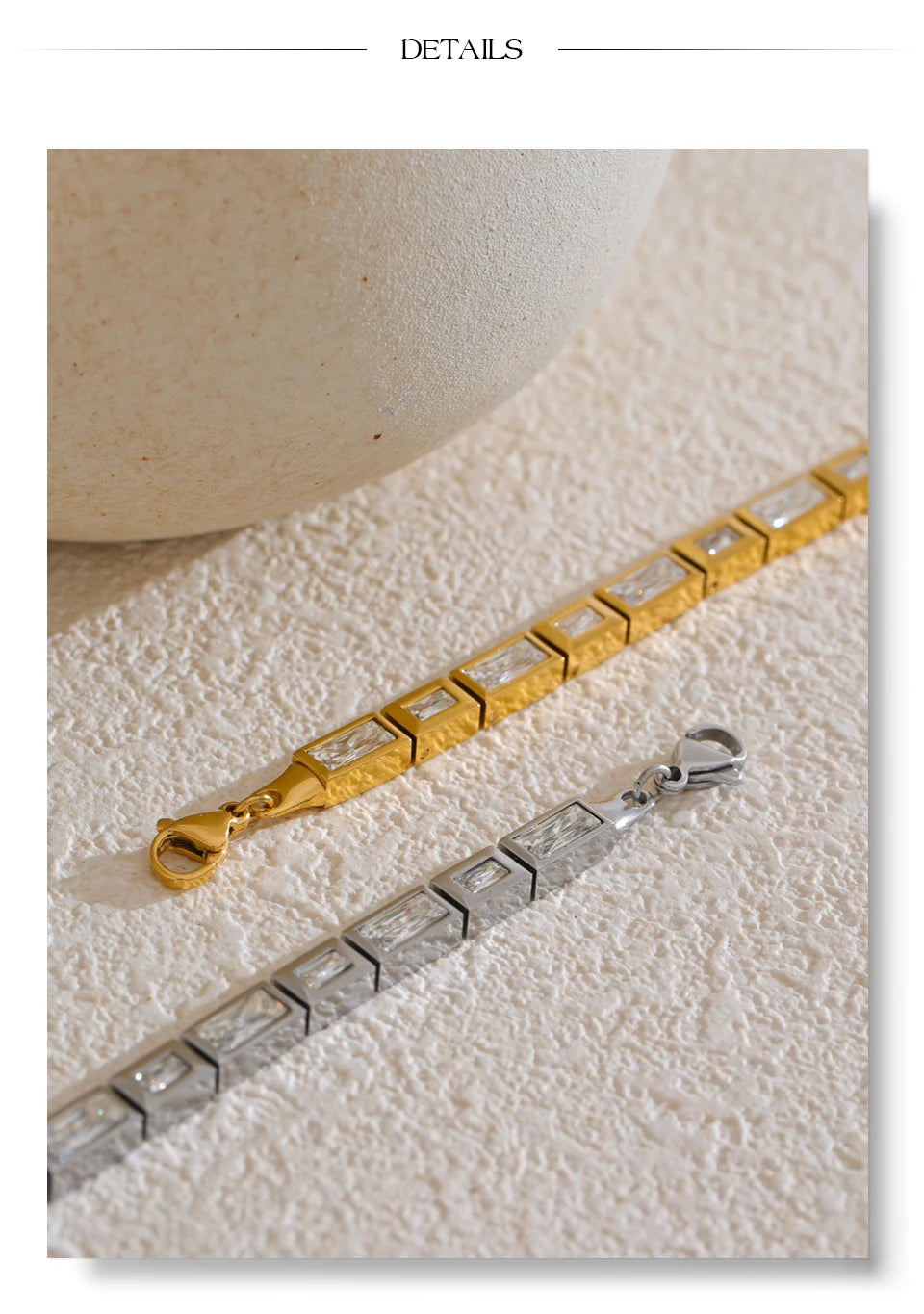 Premium Cubic Zirconia Chain Bracelet — Waterproof Stainless Steel
