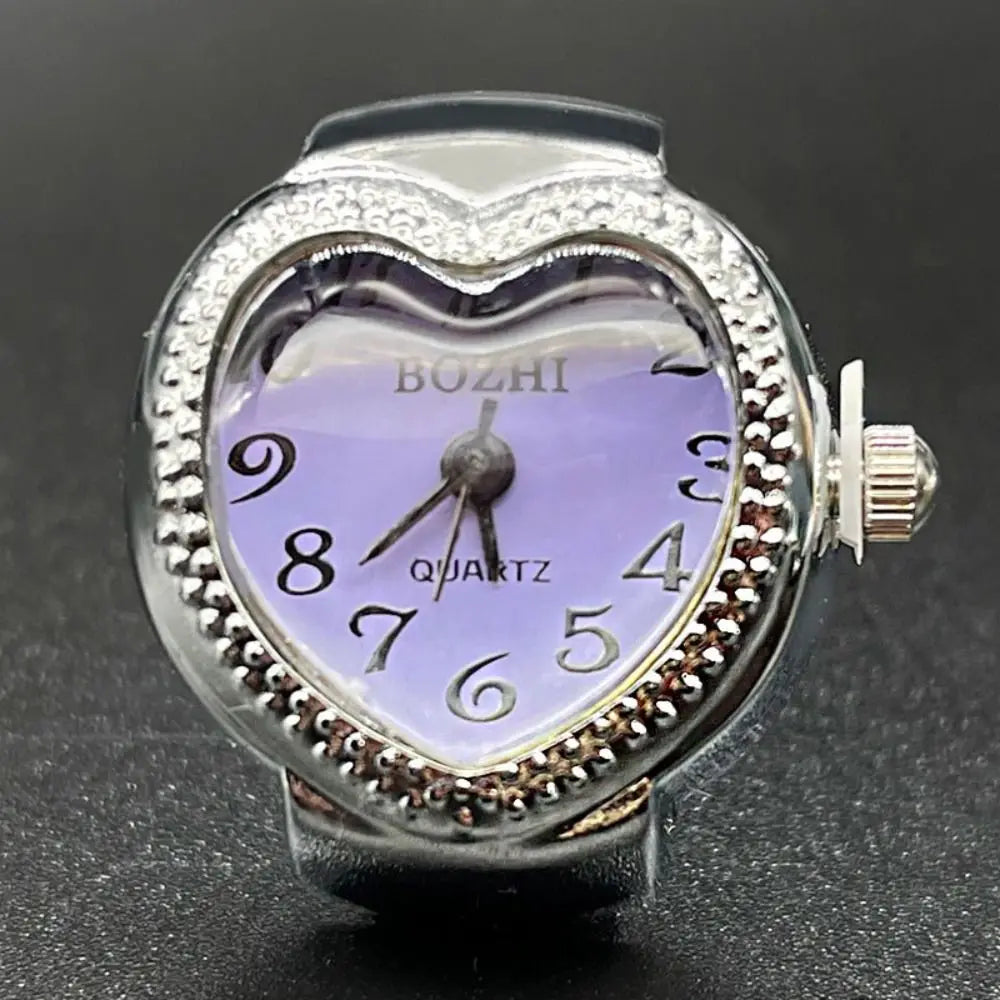 Vintage Finger Watch Ring — Heart Clock Punk Couple Ring