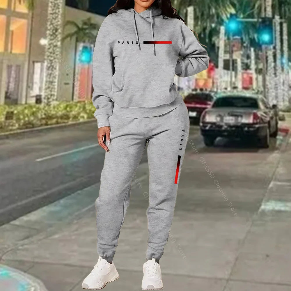 Women's Paris Print Hoodie & Jogger Set
