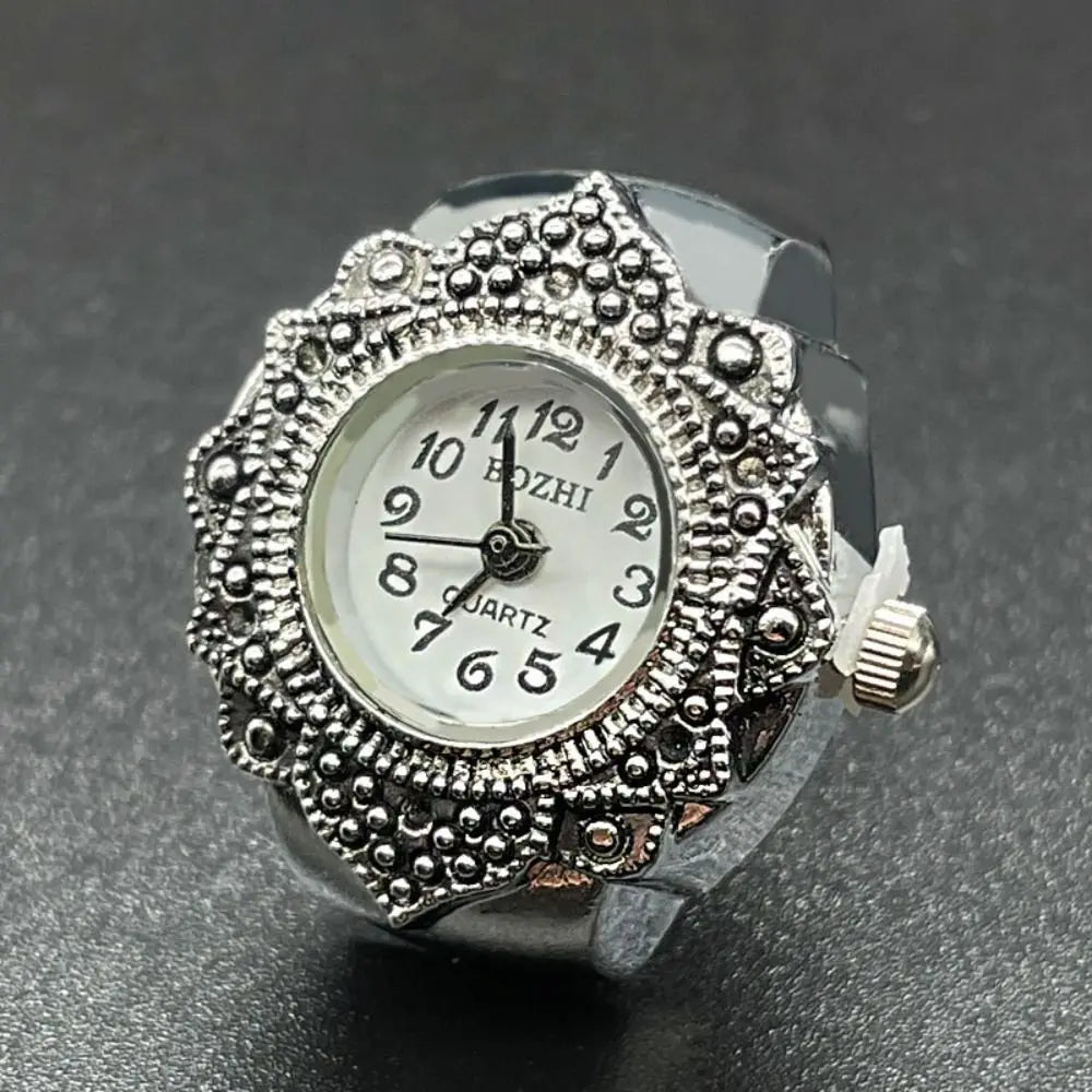 Vintage Finger Watch Ring — Heart Clock Punk Couple Ring