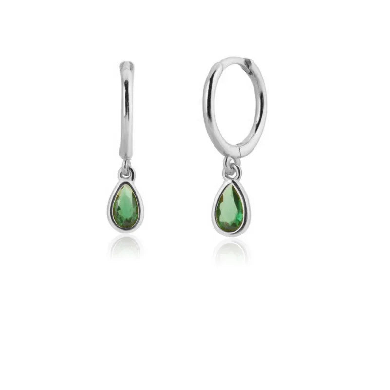 Multicolor Zircon Water Drop Hoop Earrings