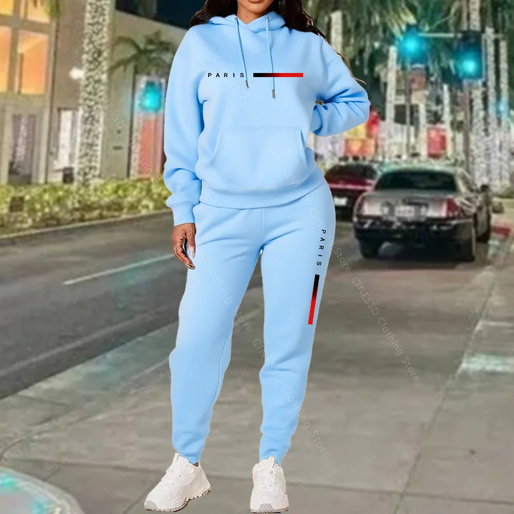 Women's Paris Print Hoodie & Jogger Set