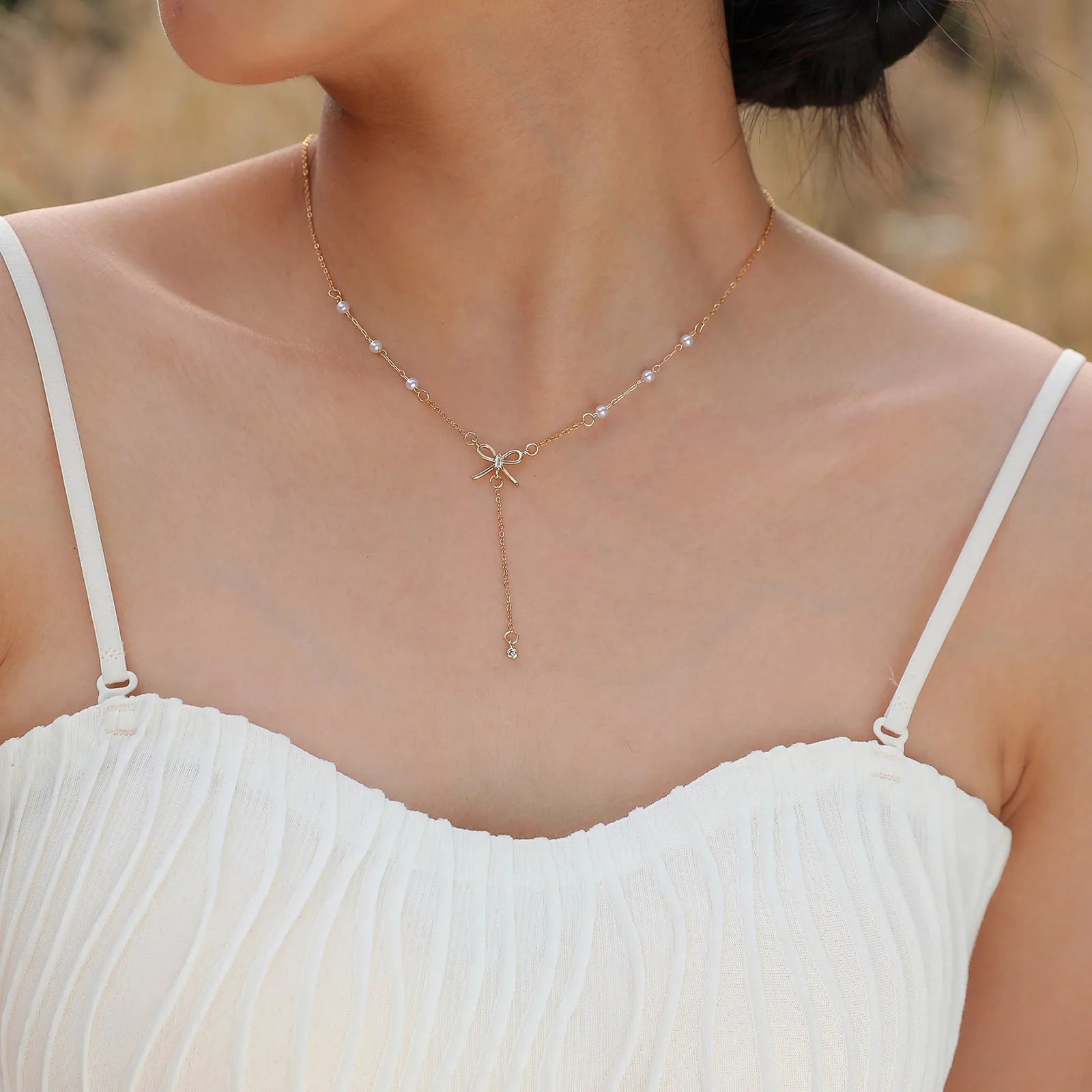 Heart & Butterfly Y-Necklace — Simple Sweater Chain