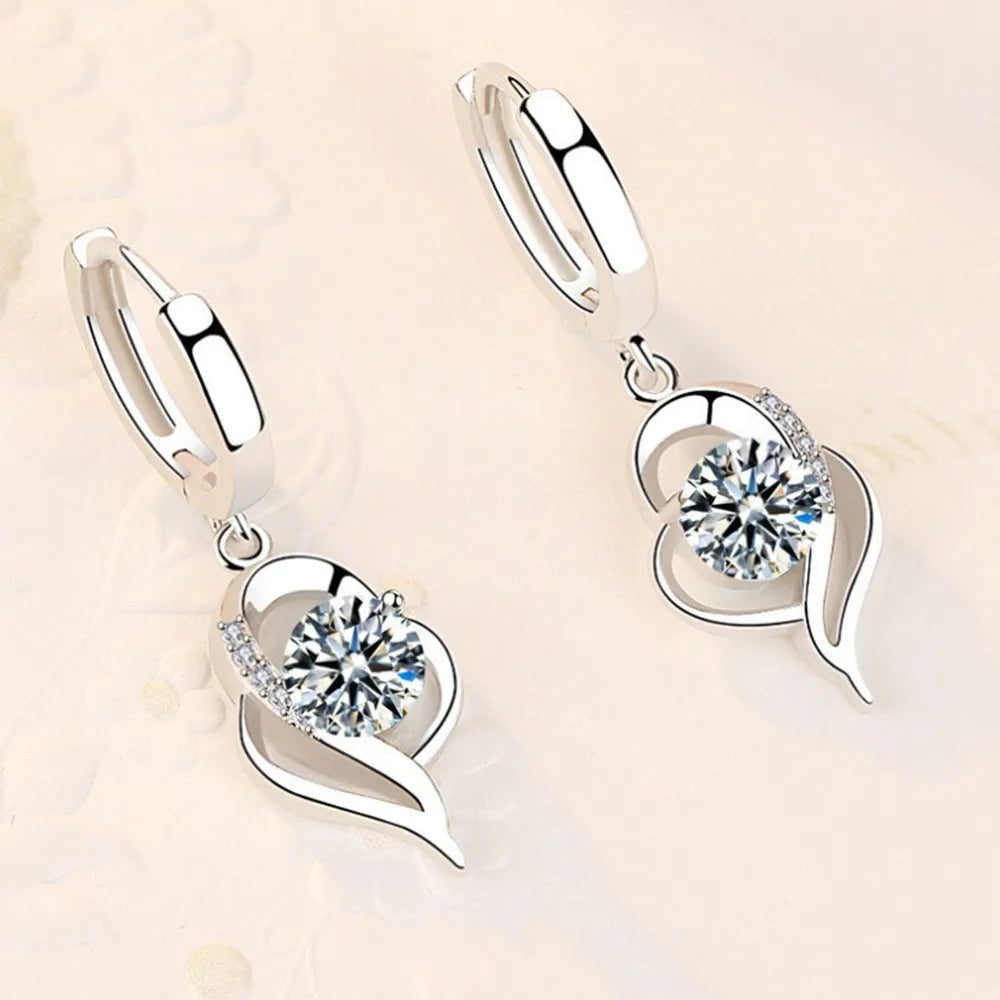 925 Sterling Silver Crystal Zircon Stud Earrings — Multi-Colour