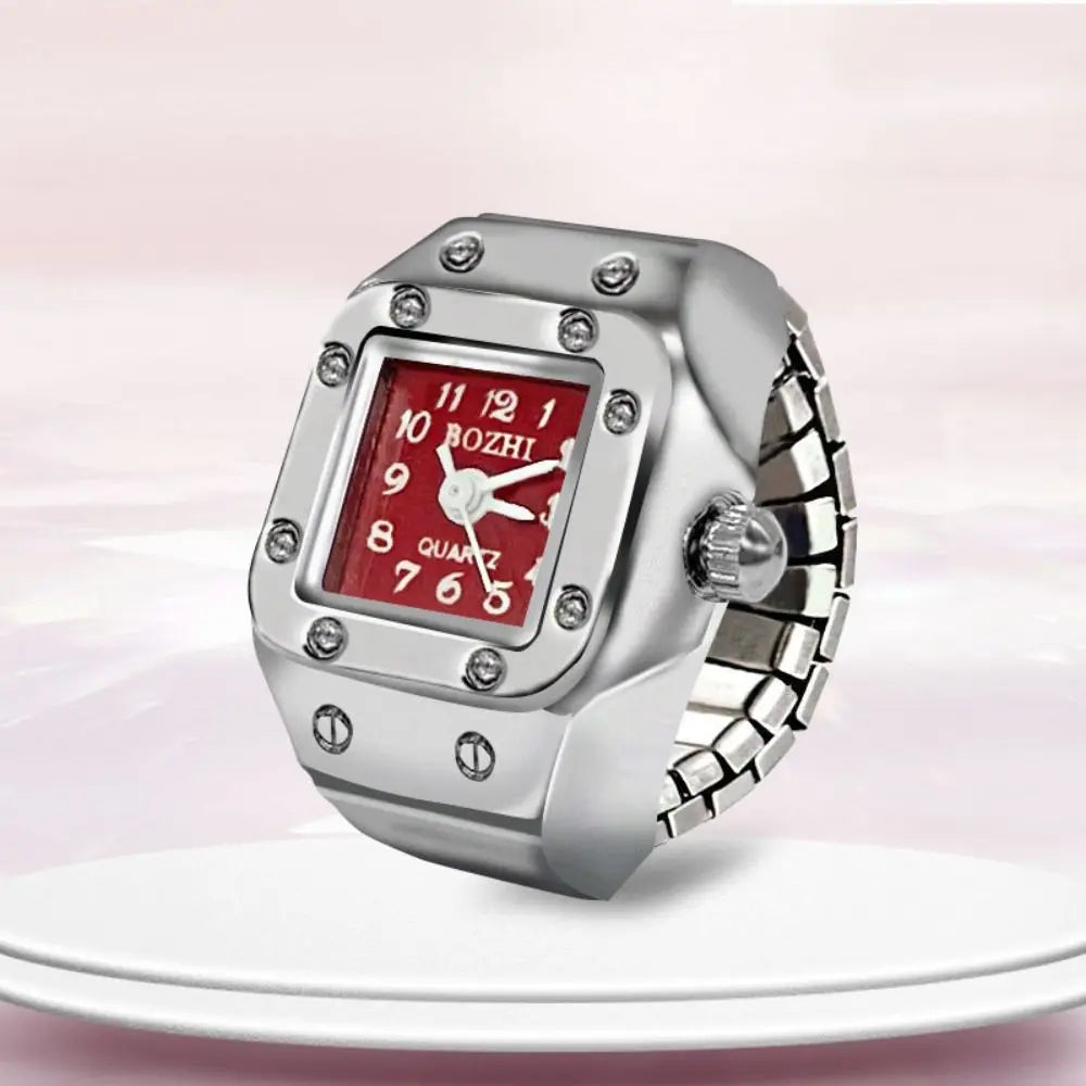 Vintage Finger Watch Ring — Heart Clock Punk Couple Ring