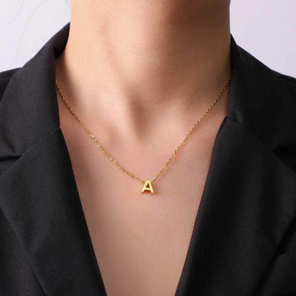 Initial Letter Pendant Necklace A-Z — Gold & Silver
