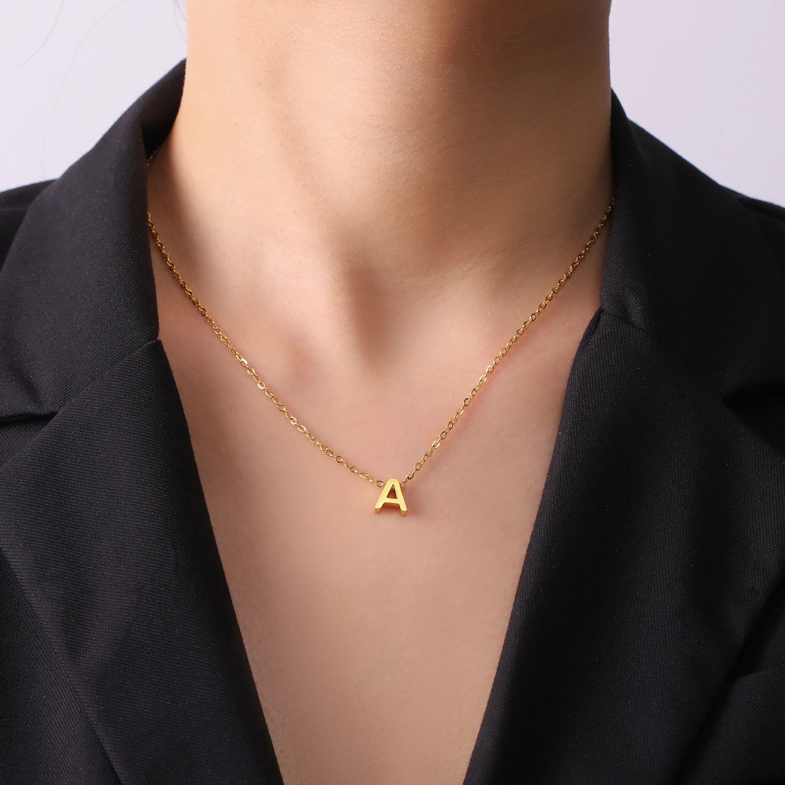 Initial Letter Pendant Necklace A-Z — Gold & Silver