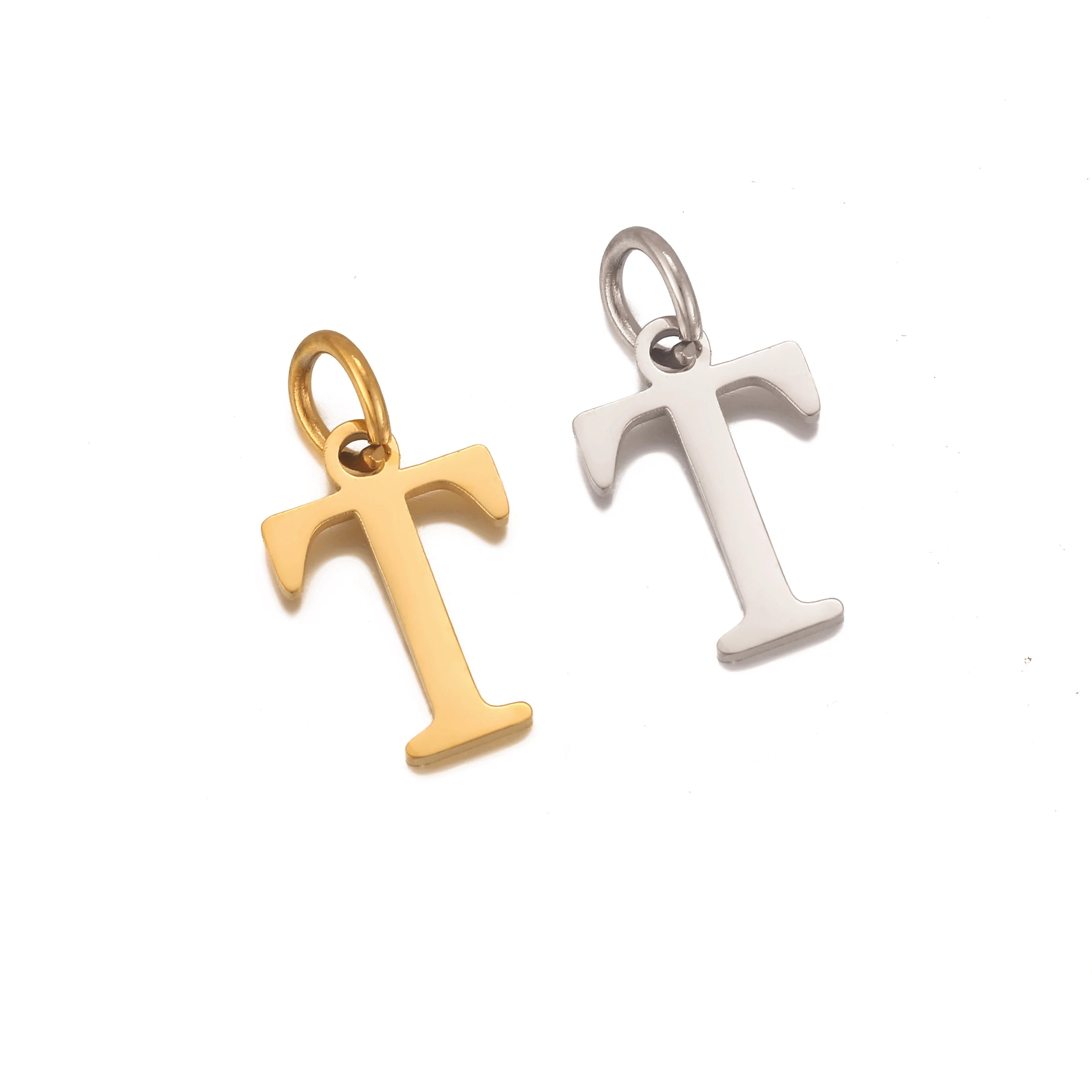 5pcs Stainless Steel Initial Letter Charms A-Z — Gold & Silver