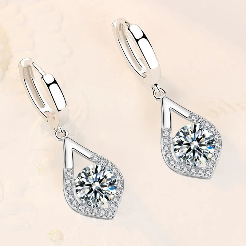925 Sterling Silver Crystal Zircon Stud Earrings — Multi-Colour