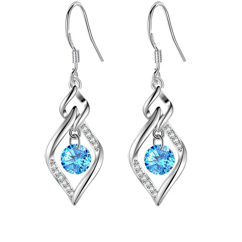 925 Sterling Silver Crystal Zircon Stud Earrings — Multi-Colour