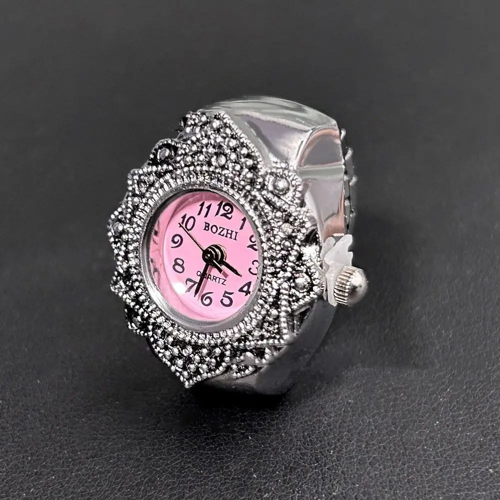 Vintage Finger Watch Ring — Heart Clock Punk Couple Ring
