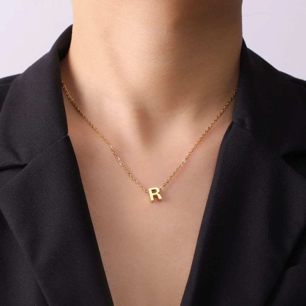 Initial Letter Pendant Necklace A-Z — Gold & Silver