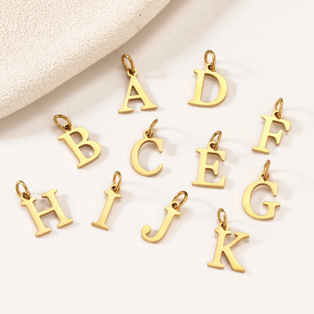 5pcs Stainless Steel Initial Letter Charms A-Z — Gold & Silver