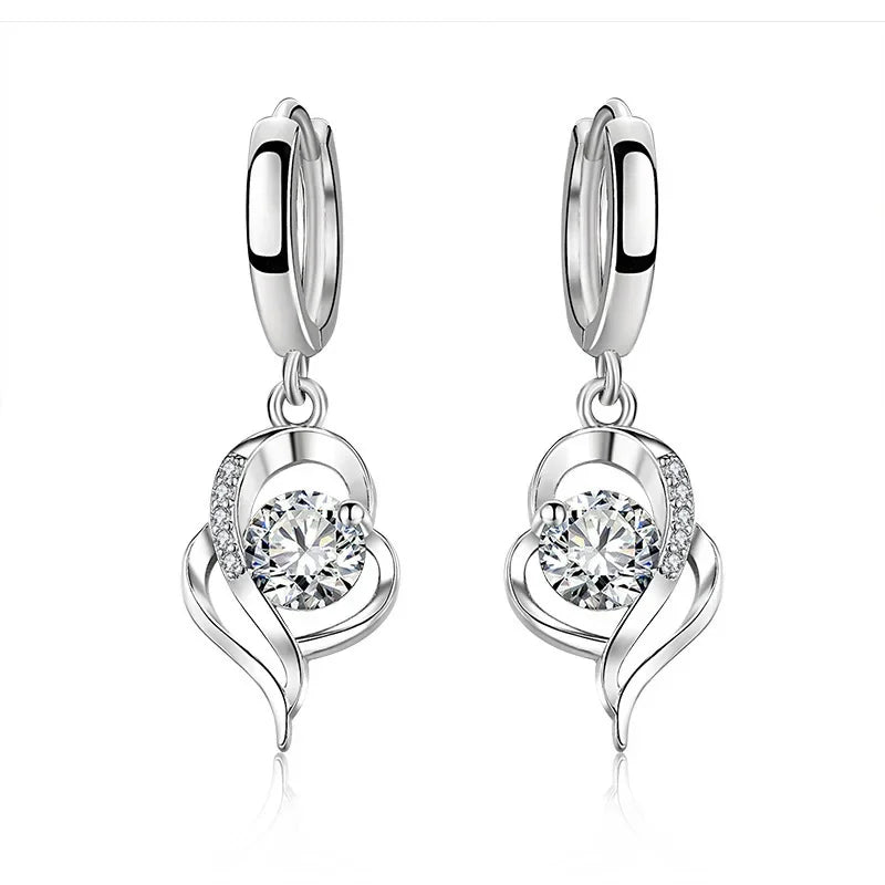 925 Sterling Silver Crystal Zircon Stud Earrings — Multi-Colour