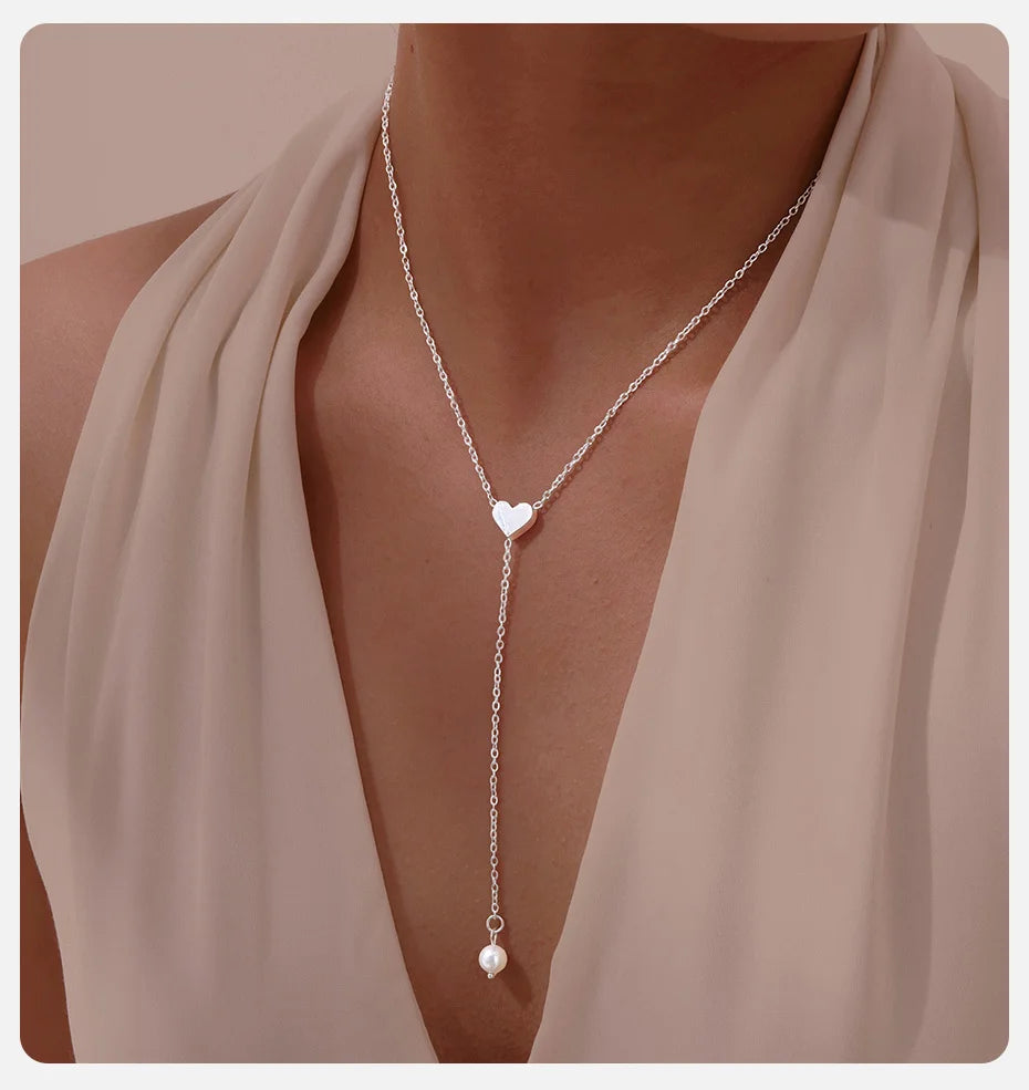 Heart & Butterfly Y-Necklace — Simple Sweater Chain