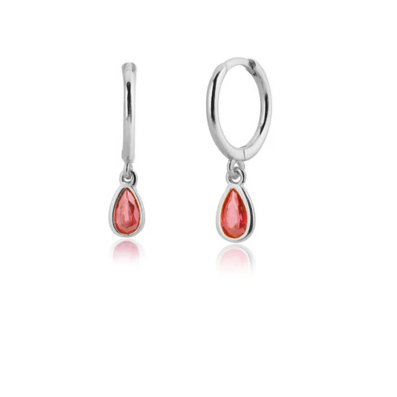 Multicolor Zircon Water Drop Hoop Earrings