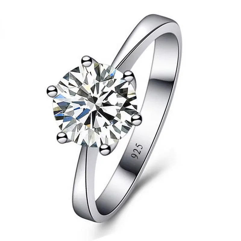 S925 Sterling Silver Crystal Engagement Ring