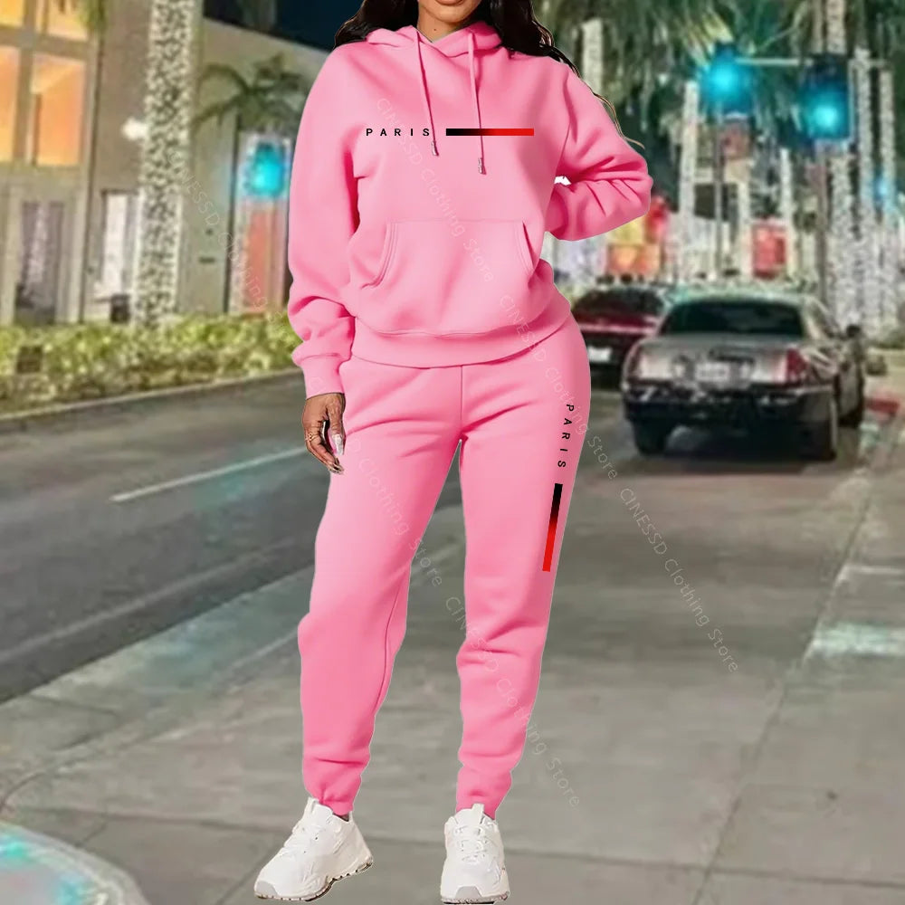 Women's Paris Print Hoodie & Jogger Set