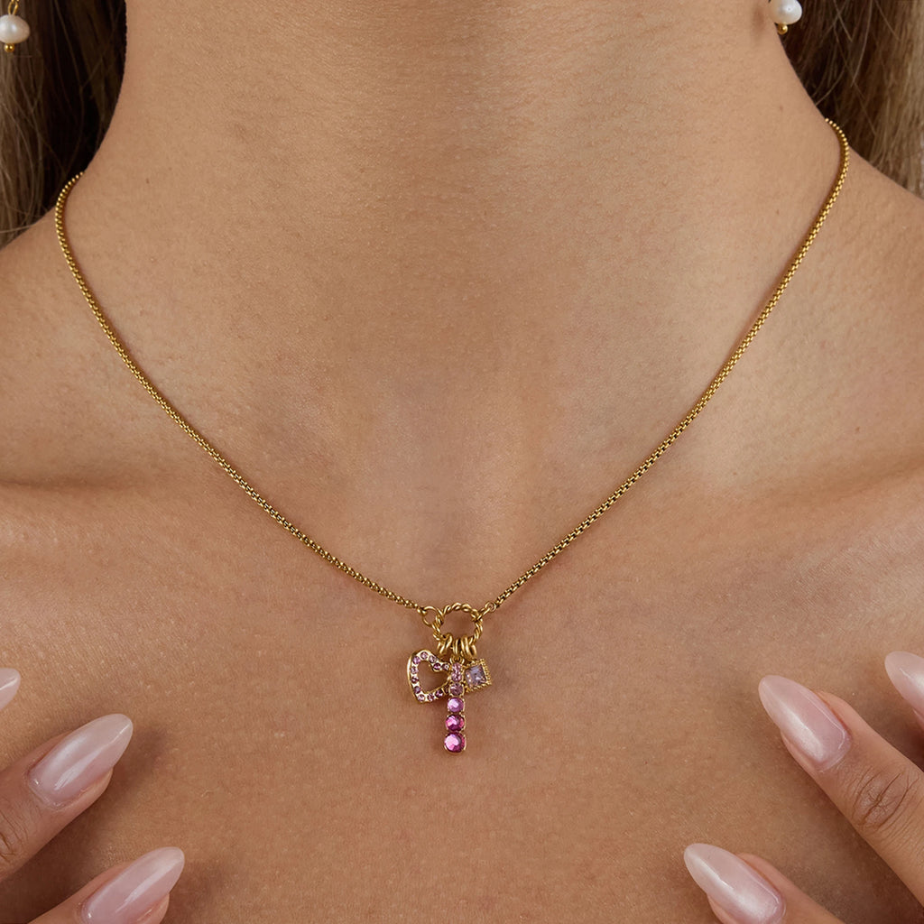 Pink Zirconia Heart Pendant Necklace — Delicate & Elegant